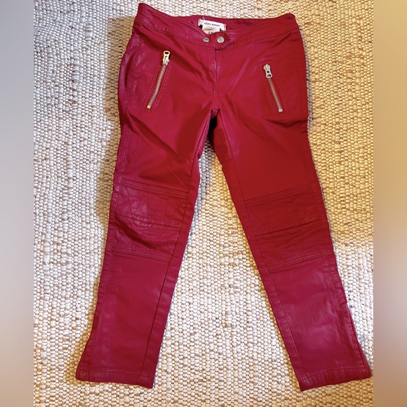 Isabel Marant pour H&M waxed cotton red low rise biker cropped pants EU38 - Picture 9 of 9